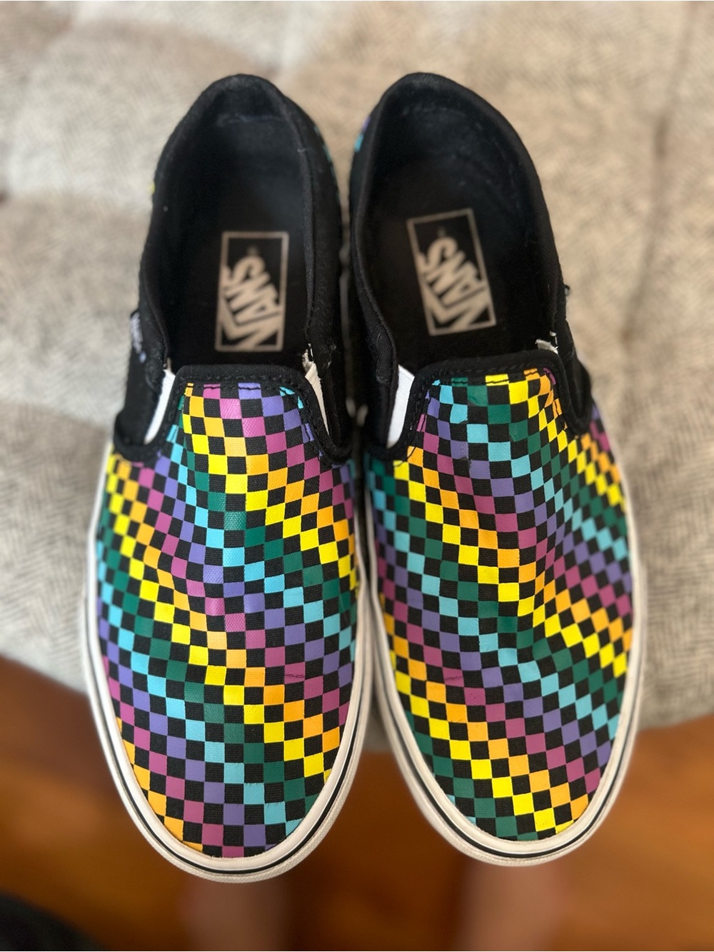 Women’s size 8.5 Rainbow Vans slip ons